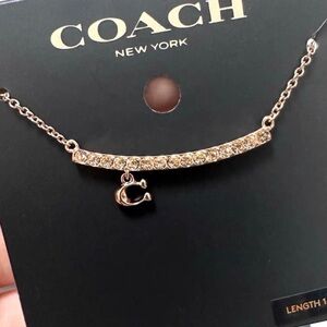 Coach Gold Smile Necklace with Crystal Detail